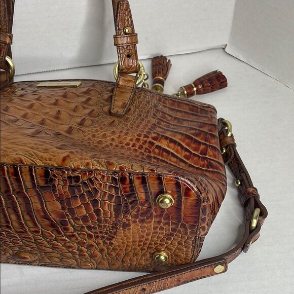 Brahmin Asher Toasted Almond Crocodile Embossed Satchel Shoulder Bag - Picture 12 of 14